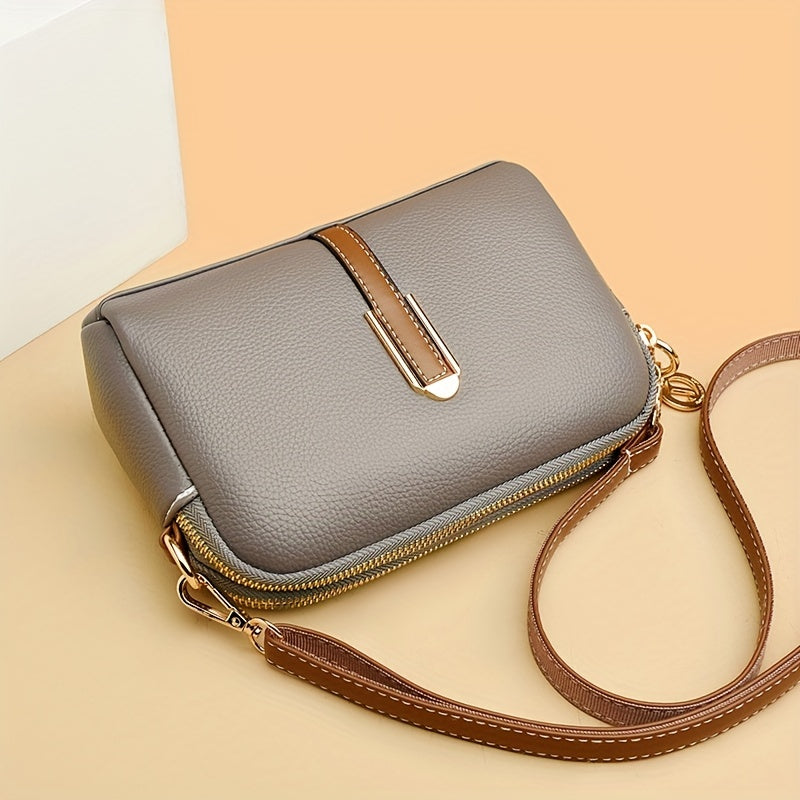 Borsa a tracolla vintage Valstrend in pelle PU con motivo litchi imbottito, stile retrò e design versatile per donna