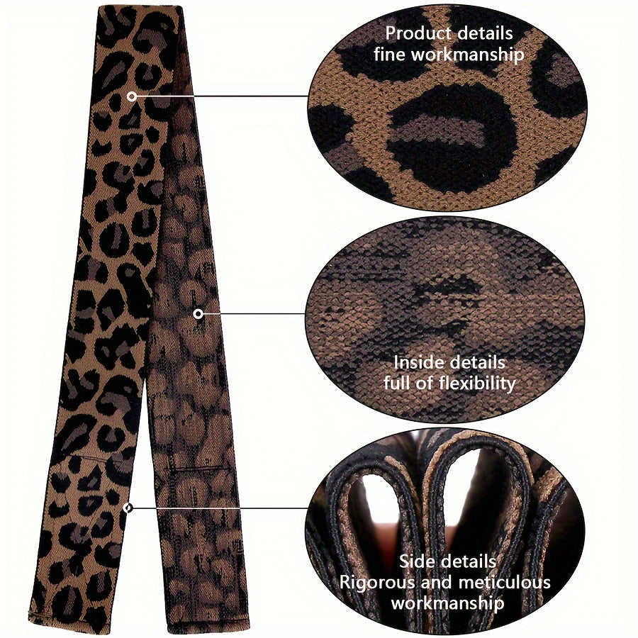 Fascia elasticizzata Valstrend in nero e argento con stampa leopardata, per fissare lace front wigs e modellare i bordi.