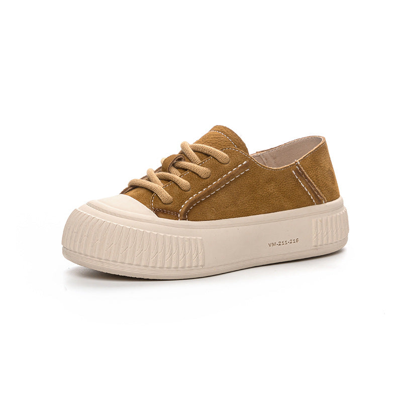 Scarpe donna Valstrend con lacci, suola spessa e piatti, stile casual big head, ideali per un look comodo e trendy