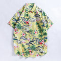 Camicia hawaiana casual da uomo plus size Valstrend, stile estivo con stampa floreale blu e bianca, tessuto leggero e comodo.