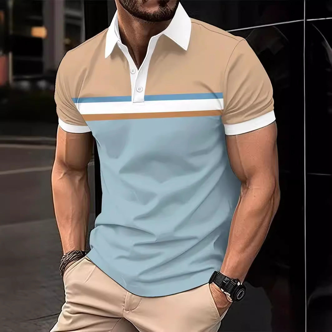 T-shirt Valstrend con scollo a giro, bottoni e cuciture colorate, maniche corte e stile casual.