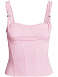 Canotta donna Valstrend fashion, a top corto con scollo a V e dettagli alla moda, perfetta per look casual e trendy.