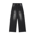 Pantaloni street design a zampa larga in denim lavato, stile retrò per uomo e donna, pantaloni da lavoro ampi e dritti Valstrend shop