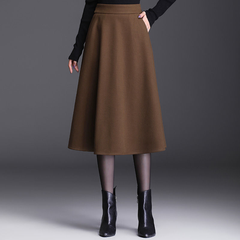 Gonna a cloche in lana donna a vita alta, lunghezza media, stile a campana, di marca Valstrend.