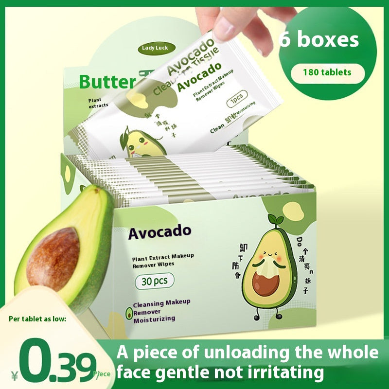 30 Pieces Avocado Makeup Remover Wipe Disposable
