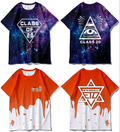 Abbigliamento AOP Valstrend Shop con motivo astratto, tessuto colorato e dettagli di stile moderno.