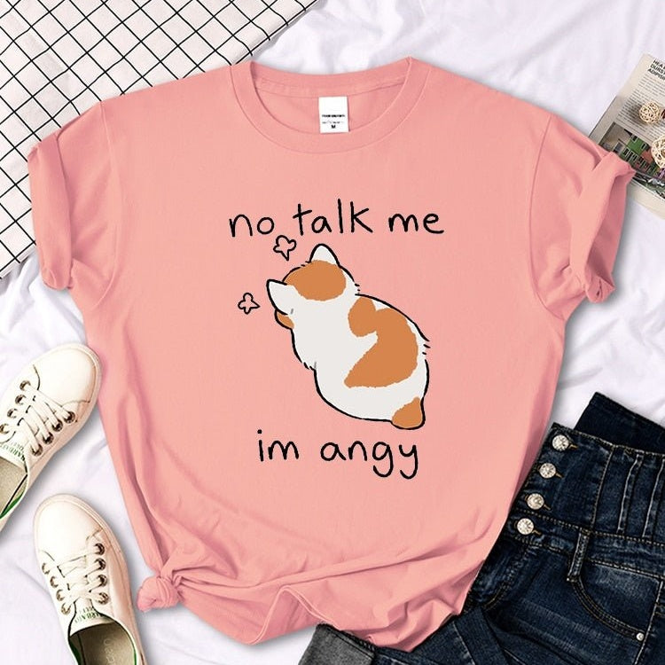 T-shirt casual da donna Valstrend con scollo rotondo e stampa colorata, tessuto morbido e comodo, ideale per il tempo libero.