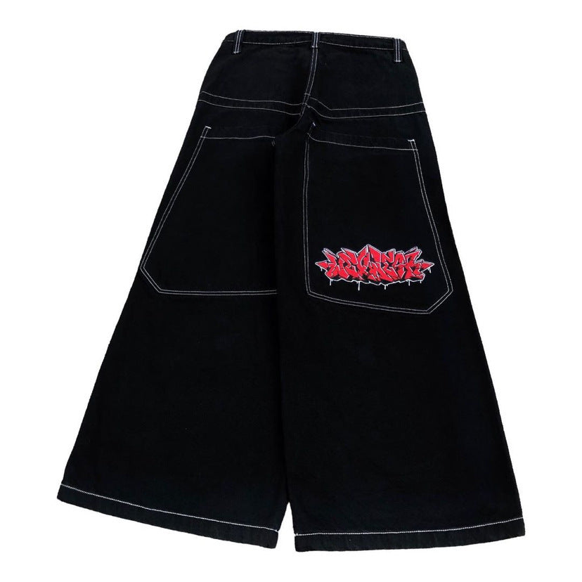 Jeans casual da uomo Valstrend con taglio cropped, linea A, stile street retro, gamba larga e dritta, pantaloni jeans alla moda