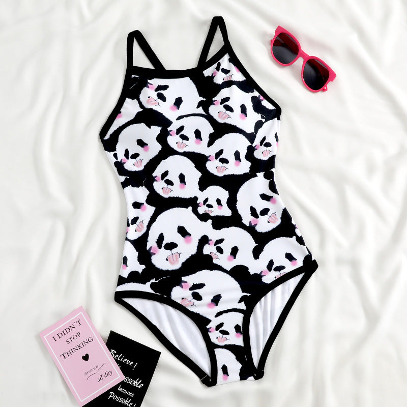 Panda Printing One-piece Swimsuit Beauty Back