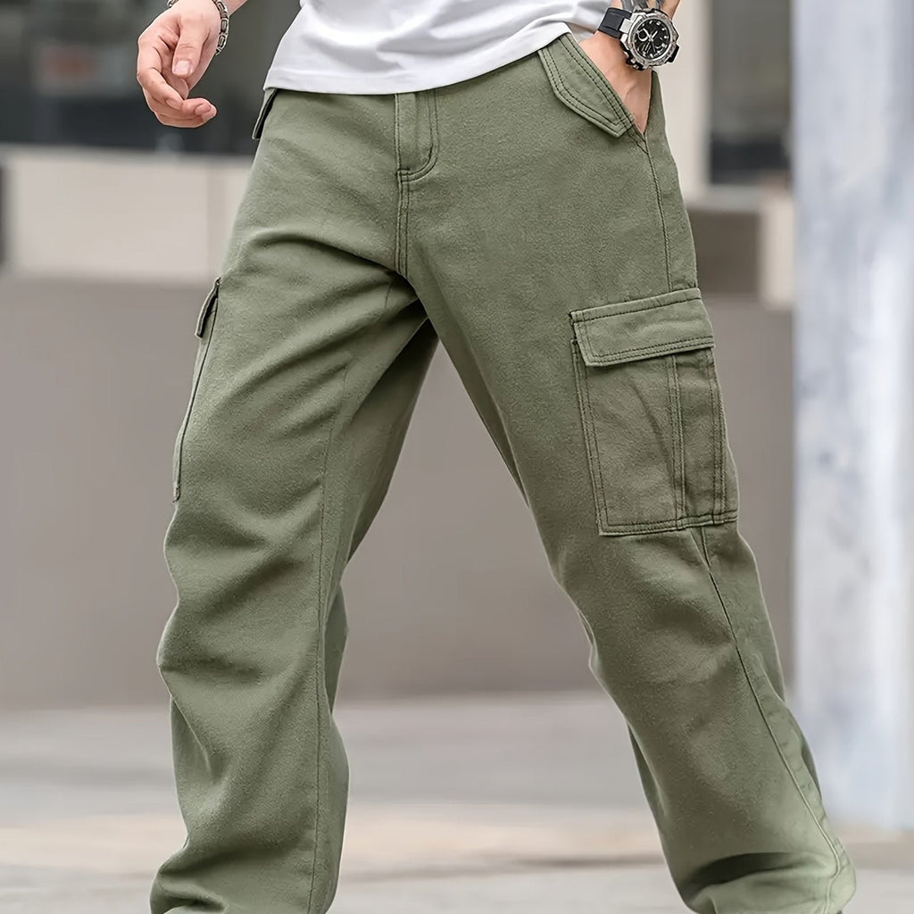 Pantaloni casual da uomo Valstrend, tessuto in rayon con gamba dritta, tasche, lavabili in lavatrice, senza elasticità, adatti a tutte le stagioni.