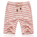 Pantaloncini corti casual da uomo Valstrend con strisce multicolore in cotone e lino, cropped, stile estivo e comodo.