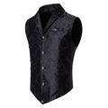 Gilet da uomo Valstrend in tessuto jacquard casuale con colletto polo e chiusura a singolo petto, stile elegante e informale.