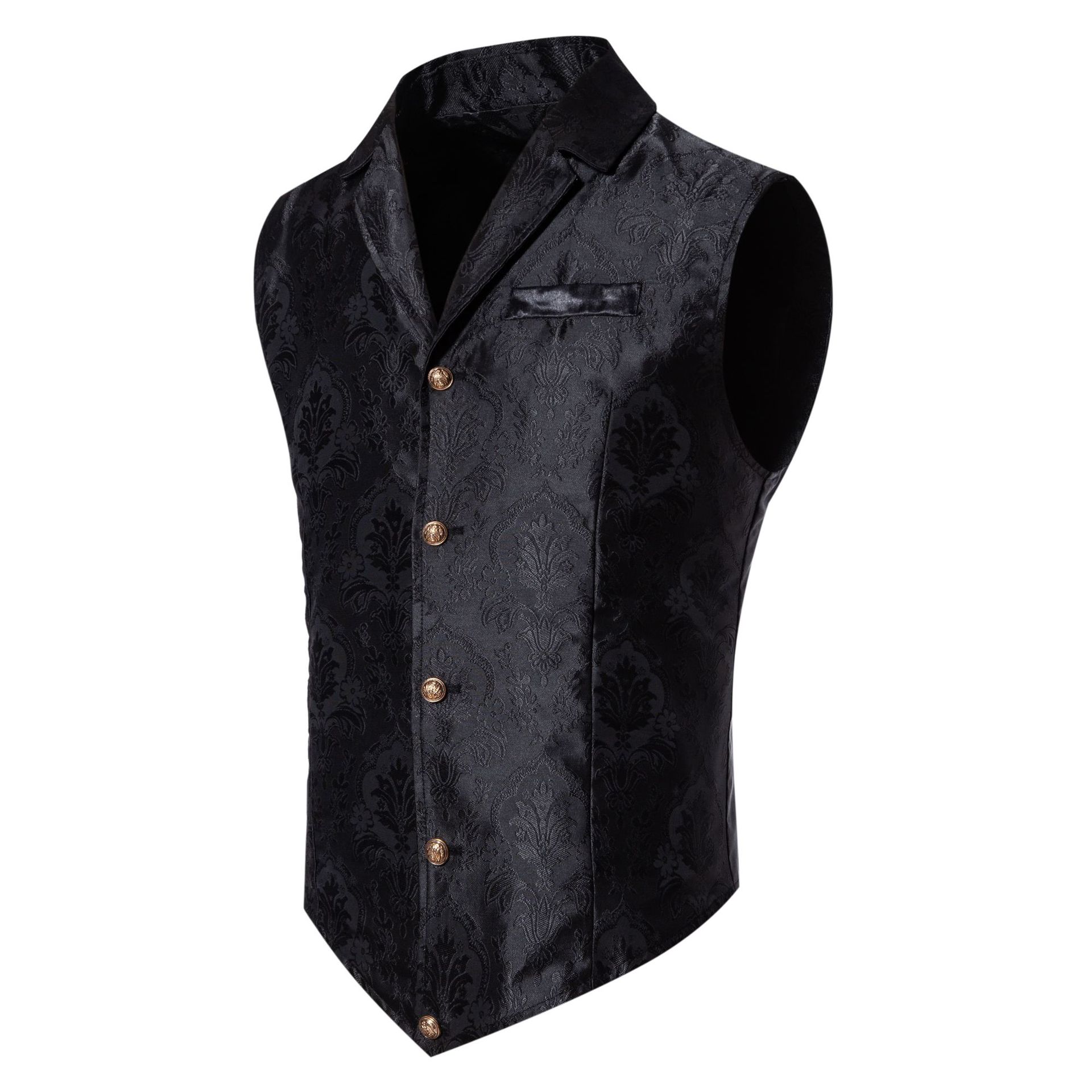 Gilet da uomo Valstrend in tessuto jacquard casuale con colletto polo e chiusura a singolo petto, stile elegante e informale.