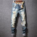 Jeans strappati in stile Hong Kong, casual e larghi, marca Valstrend, con tagli rotti e vestibilità ampia, stile americano.