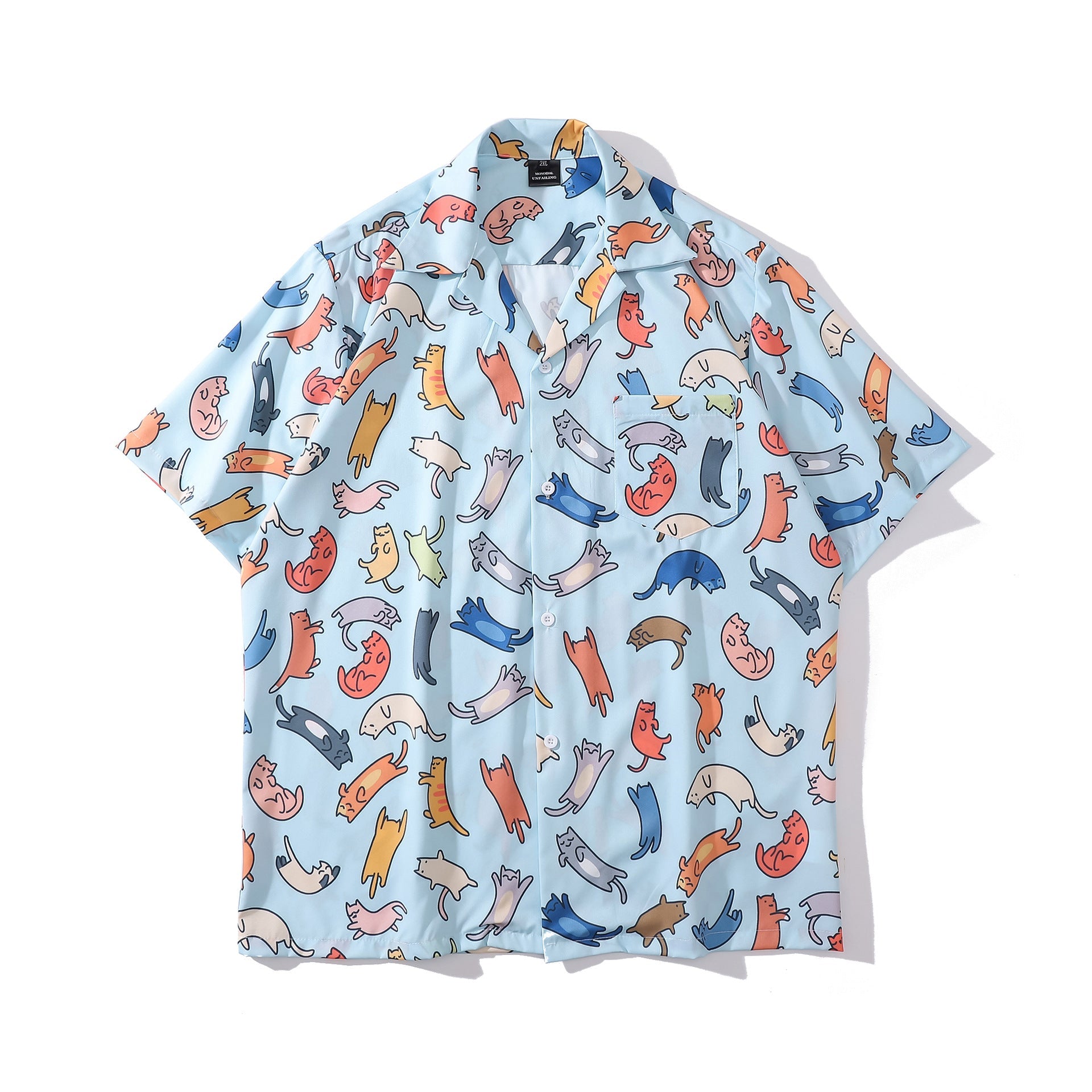 Cuban Collar New Vintage Casual Short Sleeve Printed Shirt Men And Women
