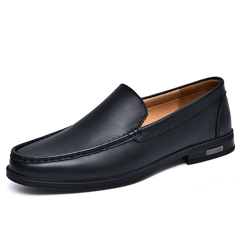 Cowhide Loafers Men's British Business Dress Slip-on Hollowed-out Breathable Leather Shoes