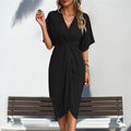 Women's Raglan Sleeve Solid Color Irregular Dress