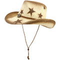 Cappello da cowboy in paglia a stella desert highway Valstrend, stile rustico con tesa larga e cinturino decorativo.