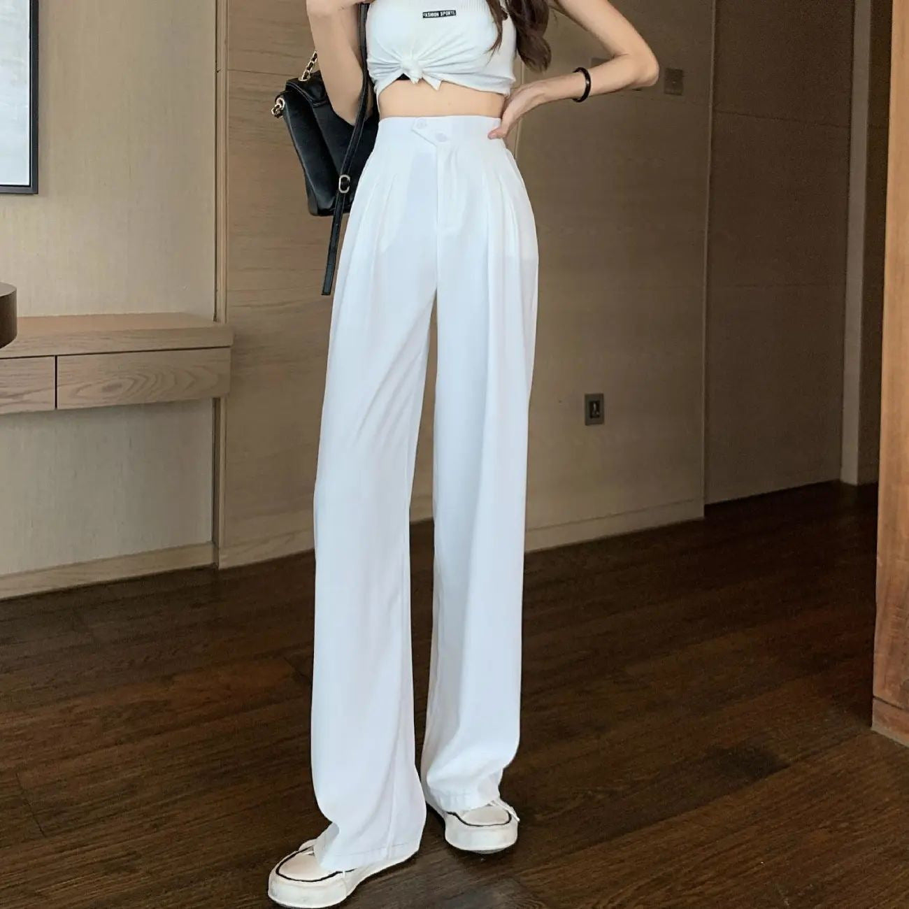 High Waist Covering Belly Thin Loose Drooping Casual Mopping Wide-leg Trousers