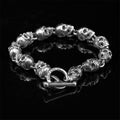 Bracciale da uomo e donna in stile motociclista American Garber, artigianale e alla moda, con dettagli in metallo e pelle.