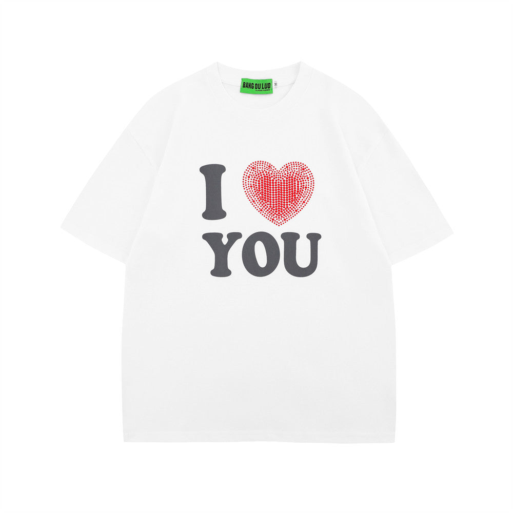 T-shirt a manica corta Valstrend con stampa cuore, stile High Street, ideale per uomini e donne, design moderno e casual