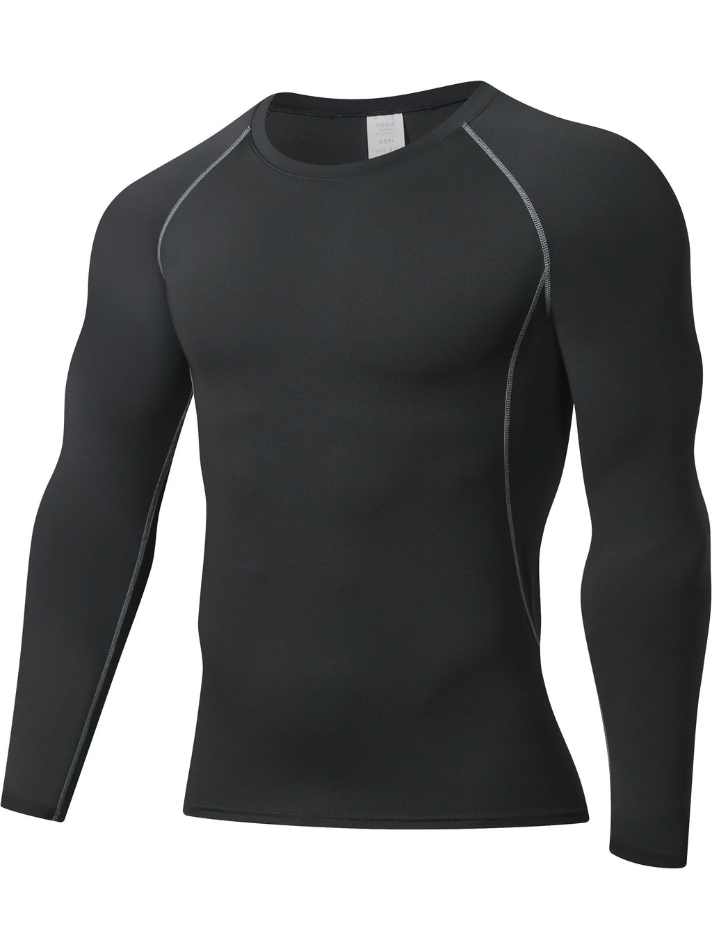 Maglietta a maniche lunghe da uomo Valstrend, compressiva e traspirante, ideale per sport, corsa e fitness, tessuto quick-dry.