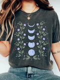T-shirt casual donna Valstrend con stampa digitale a tema luna, maniche corte e taglio comodo.
