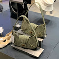 Borsa a tracolla verde militare retrò Valstrend con cuciture stile army, tasche laterali e tracolla regolabile, stile vintage.