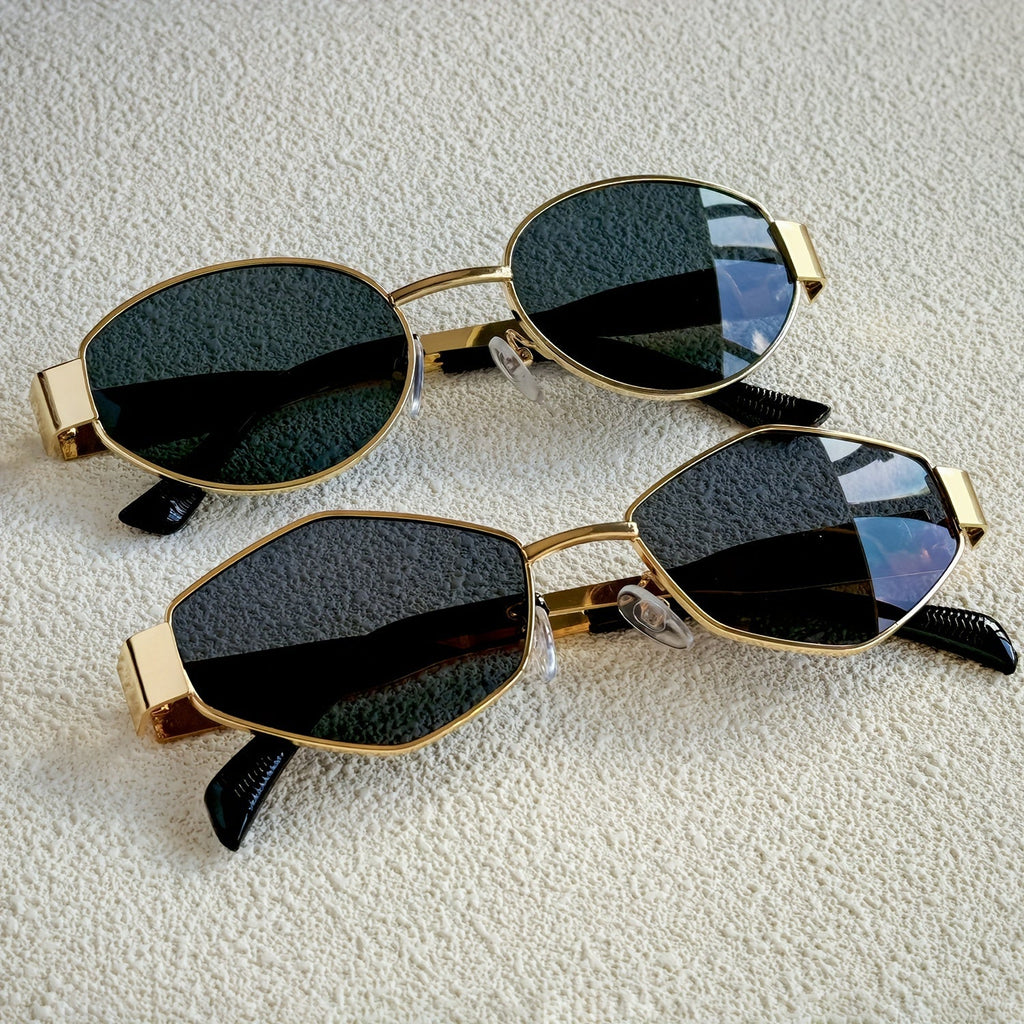 2pcs Chic Oval Fashion Glasses for Women - Y2K Inspired, Anti-Glare PC Lenses, Perfect for Beach Vacations & Casual Wear