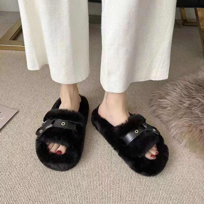 Ciabatte femminili Valstrend, morbide slippers piatte in tessuto soffice con suola antiscivolo.