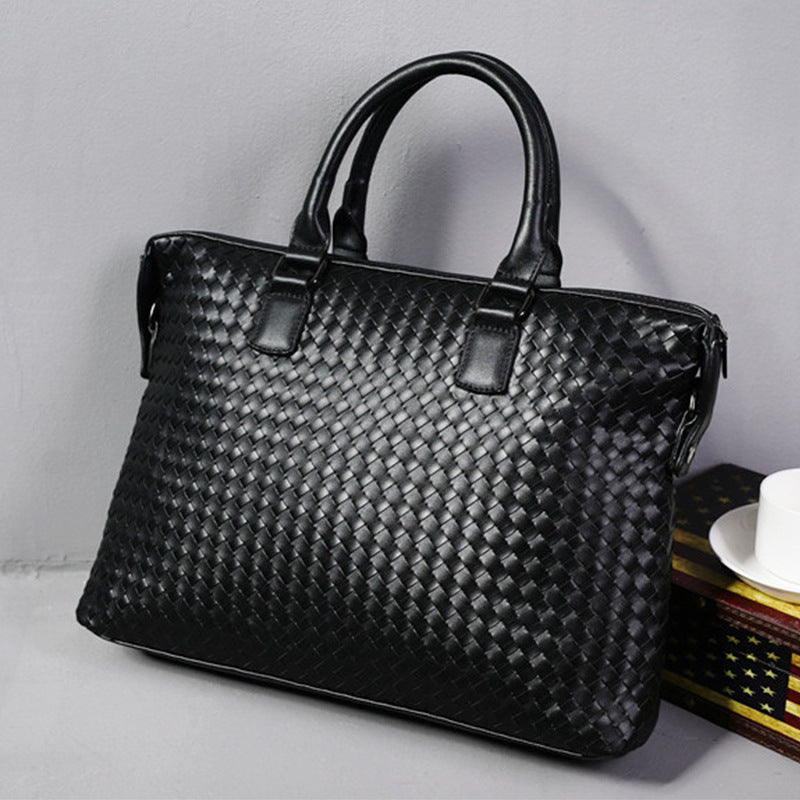 Valstrend shop borsa da uomo in pelle grande, valigetta tessuta di lusso, tote per laptop di alta qualità, elegante e versatile