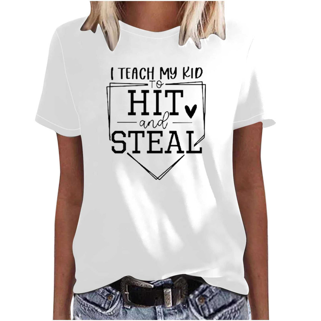 Mother's Day Baseball Women's Various Styles Loose-fitting Pullover Round-neck Short-sleeved T-shirt