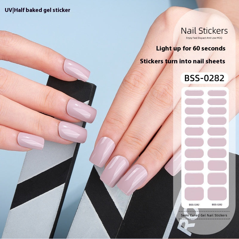 Pure Color Gel Nail Sticker Uv Phototherapy Semi-curing Nail Art Sticker