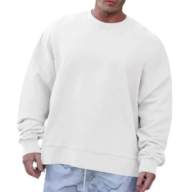 Round Neck Sweater Fleece Light Board Solid Color Pullover