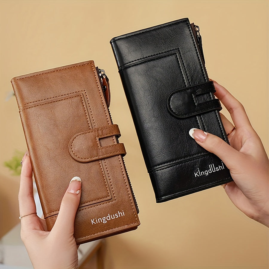 Portafoglio clutch lungo in tinta unita Valstrend, portamonete leggero e versatile in stile retrò minimalista.