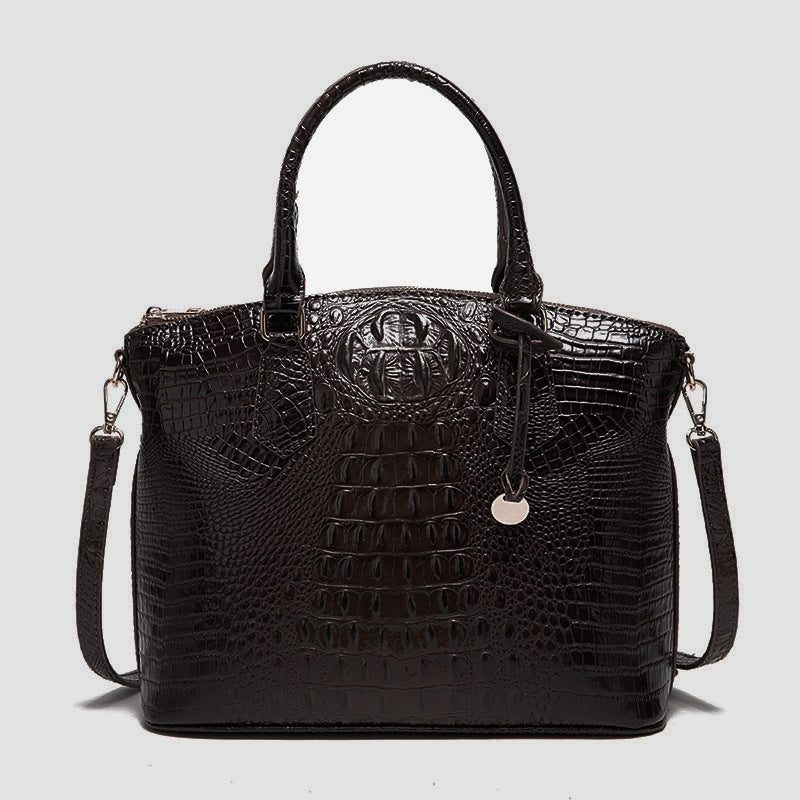 Borsa a tracolla donna Valstrend in pelle con motivo rettile crocodile, portatile e retrò, elegante e compatta.