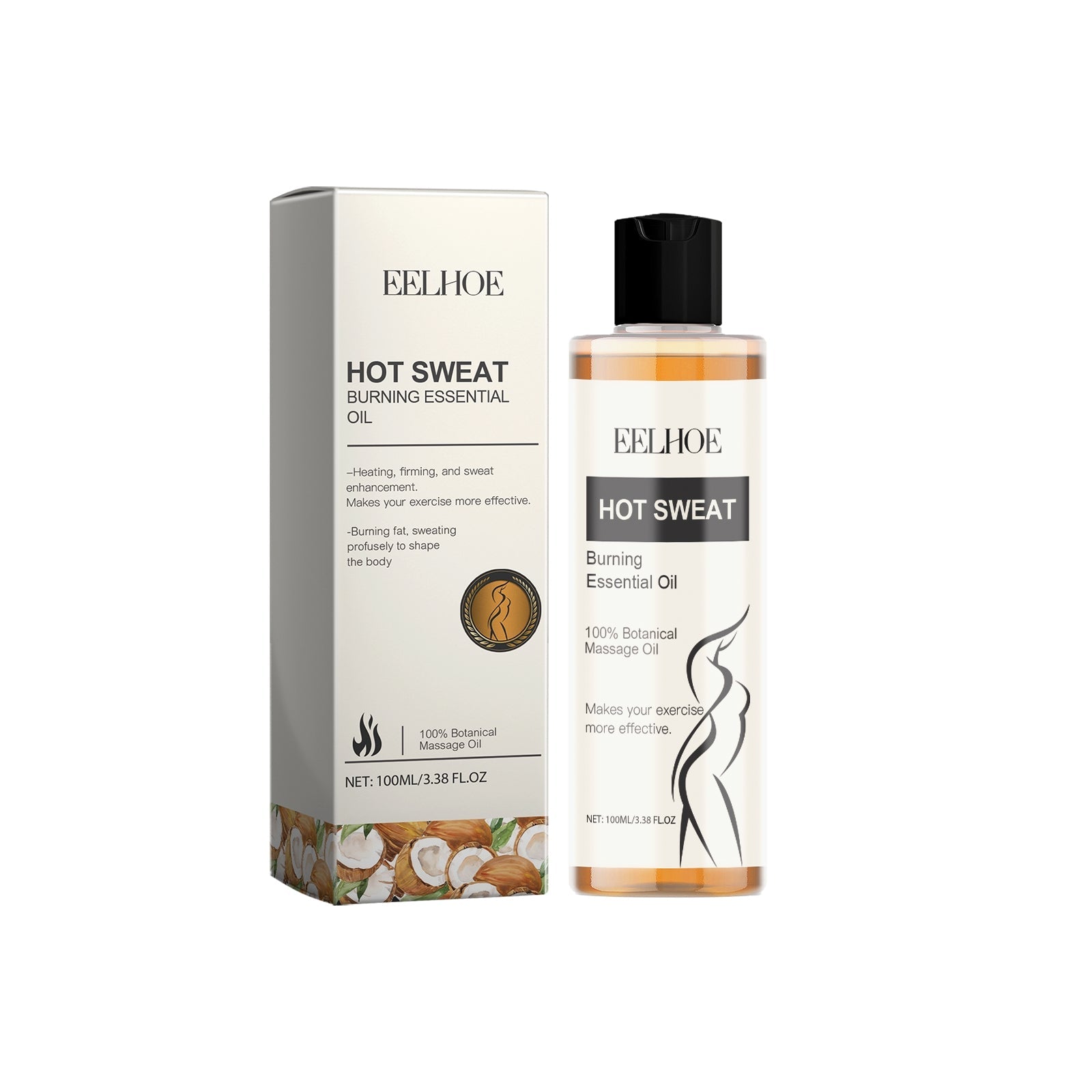 Olio massaggiante Valstrend Hot Sweat per rassodamento, con formula riscaldante e idratante, in una bottiglia trasparente con etichetta.