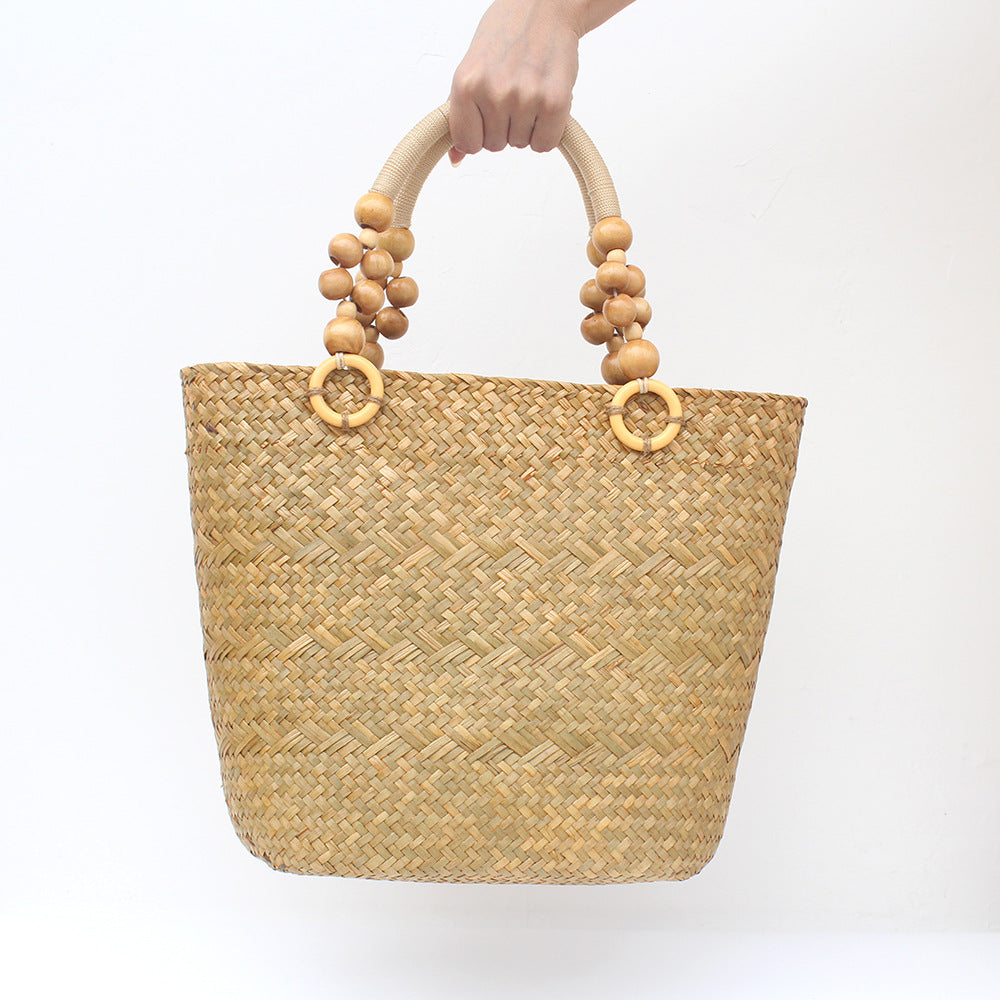 Borsa a mano in paglia retrò di grande capacità di Valstrend Shop, con dettagli eleganti e spazio ampio per gli oggetti quotidiani.