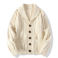 Cardigan uomo Valstrend con maniche lunghe, maglione invernale, stile cappotto, tessuto caldo e confortevole.