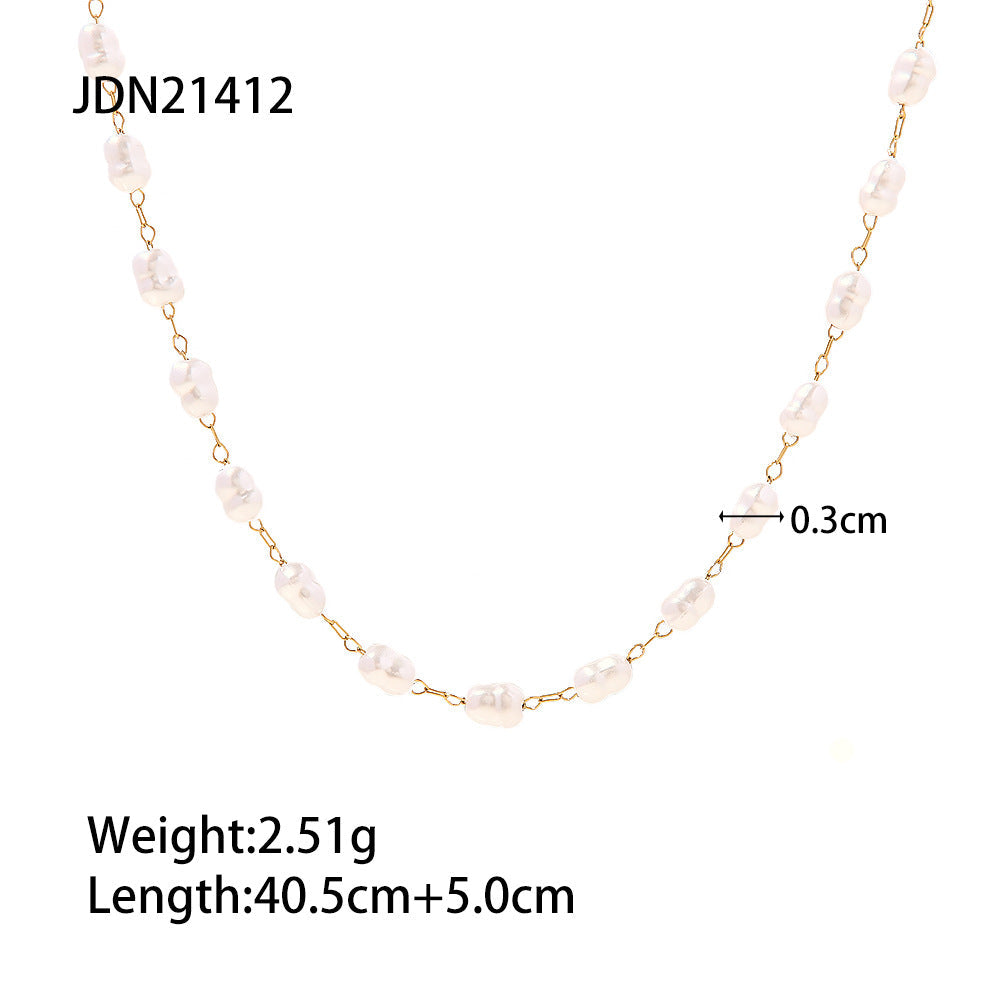 Collana vintage in ABS con perle che non sbiadiscono, accessorio di gioielleria elegante e resistente, firma Valstrend shop