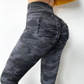 Pantaloni da donna Valstrend con vita alta, skinny, fitness, yoga, in tessuto stretch, con dettaglio a forma di pesca e sollevamento fianchi