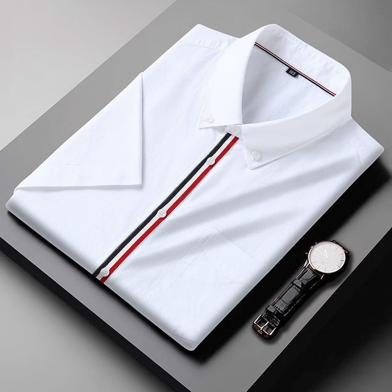 Camicia casual da uomo Valstrend con righe a contrasto, stile Oxford, maniche lunghe e design elegante.