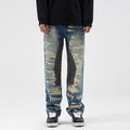 Jeans donna Valstrend, pantaloni dritti con stampa wash e stile street fashion, denim trendy e alla moda.