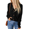 Cardigan estivo in maglia a tinta unita con tasche, bottoni e maniche lunghe, marca Valstrend, texture morbida e confortevole.
