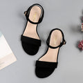 Scarpe da donna Valstrend con cinturino romano nero, tacco basso e taglia 42, modello flats elegante e comodo.