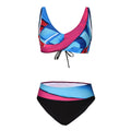 European And American High Waist Lace-up Multicolor Bikini Swimsuit