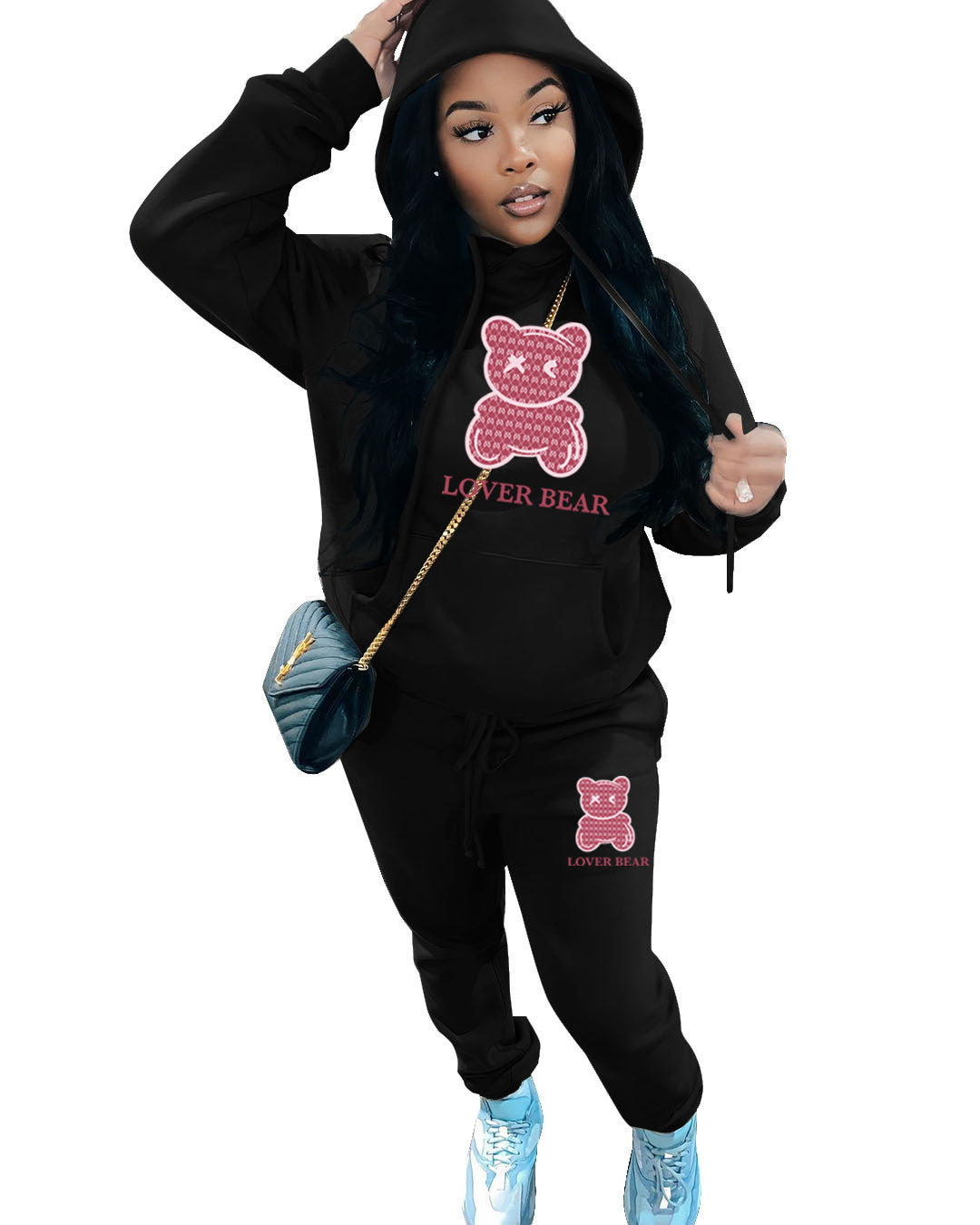 Felpa con cappuccio e pantaloni sportivi da donna Valstrend, nuovo arrivo, abbigliamento casual in tessuto morbido e comodo