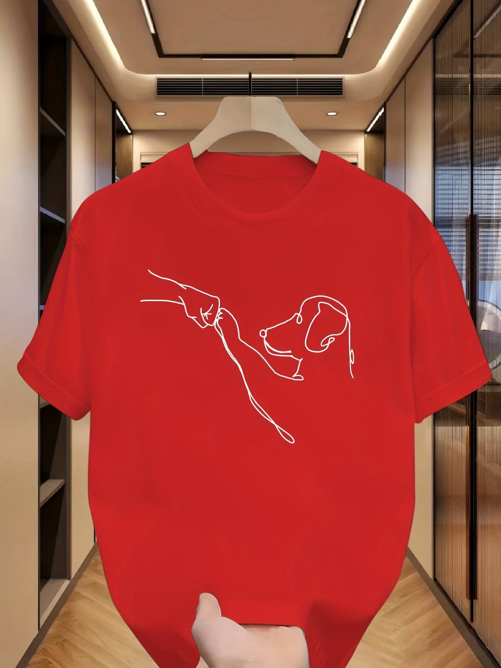 T-shirt da uomo Valstrend con stampa cani, girocollo, maniche corte, vestibilità regolare, ideale per primavera ed estate.