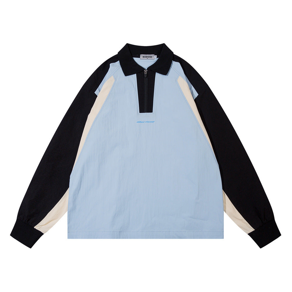 Maglione sottile con collo a punta e cuciture visibili, stile da uomo, marca Valstrend shop, tessuto morbido e di qualità