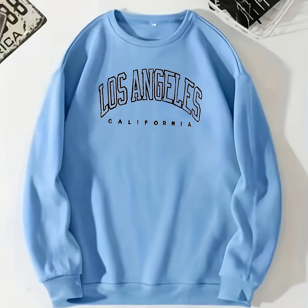 Letter Print Pullover Sweatshirt, Casual Long Sleeve Crew Neck Sweatshirt For Fall & Winter, Women's Clothing